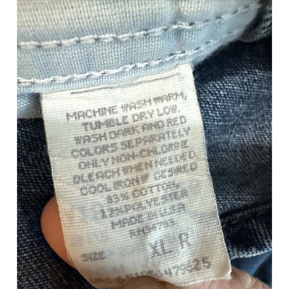 Vintage Riveted Lee Jeans Shortall Overalls Size XL Big Shorts Y2K Dark Wash - Picture 7 of 8